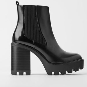 Zara Heeled Booties With Lug Soles S 37 NWT trendy